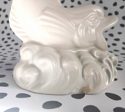 White Ceramic Dartmouth fish and shell soap/ trinket dish