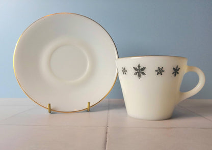 JAJ Pyrex Snowflake Gaiety Design Cup and Saucer