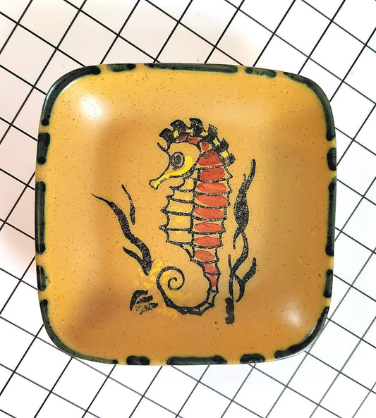 Vintage Honiton Devon Seahorse trinket dish/ pin dish