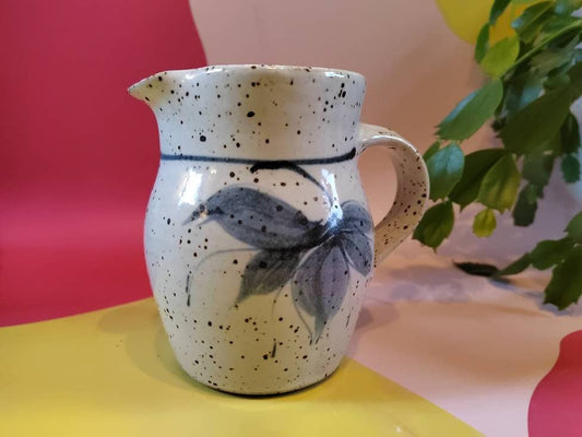 Sweet vintage Studio Pottery Stoneware speckled floral jug