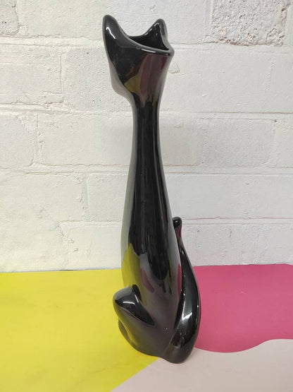 Tall Mid Century Black Cat Vase