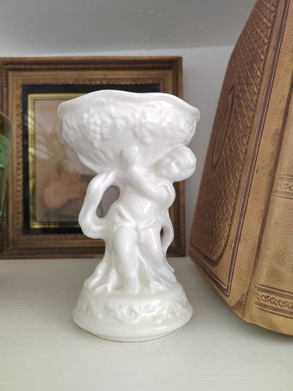 White Ceramic Churchill Cherub Soap Dish/ ornament