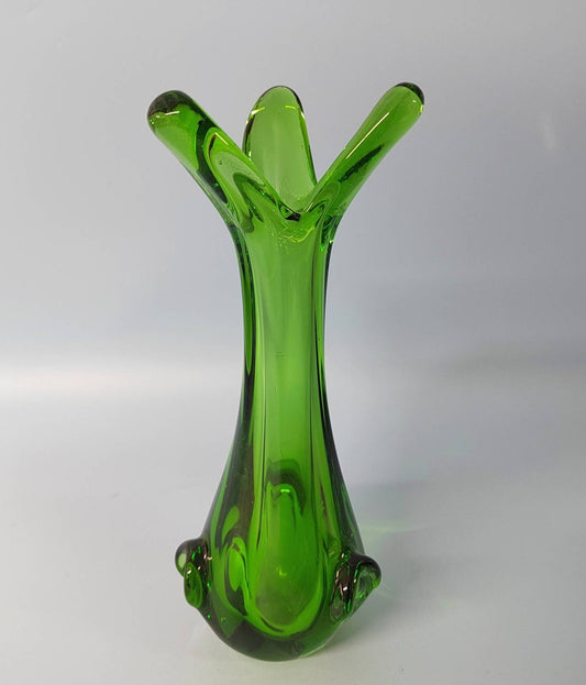 Vintage Emerald Green Murano Swing vase